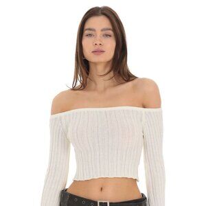 (brand new) Off Shoulder Knit Top in Cream in S